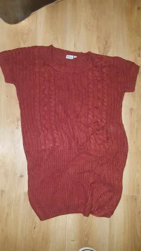Tehlový predlženy sveter 44-46, 44