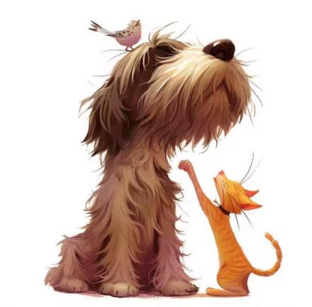 Nažehľovačka psík, mačka a vtáčik 14x12,5cm (nz465,