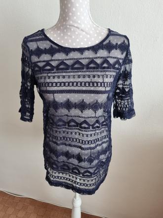 Modrý čipkový top 38, next,38