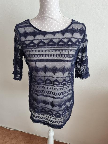 Modrý čipkový top 38, next,38