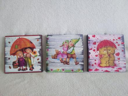 3x obraz na dreve - servitková metóda, 