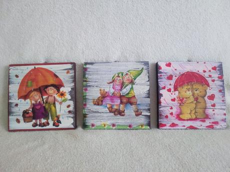 3x obraz na dreve - servitková metóda, 