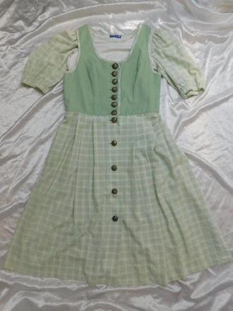 Kvalitny lanovy kostym/saty+bluzka/kroj, 42