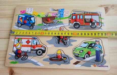 Drevený vkladací puzzle set - dopravné prostriedky,