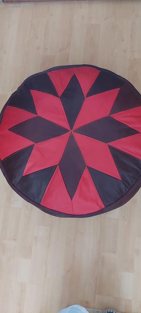 Boho kožený puf taburet nový, 