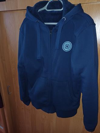 Pánska tmavomodrá  mikina s kozusinkou l, l