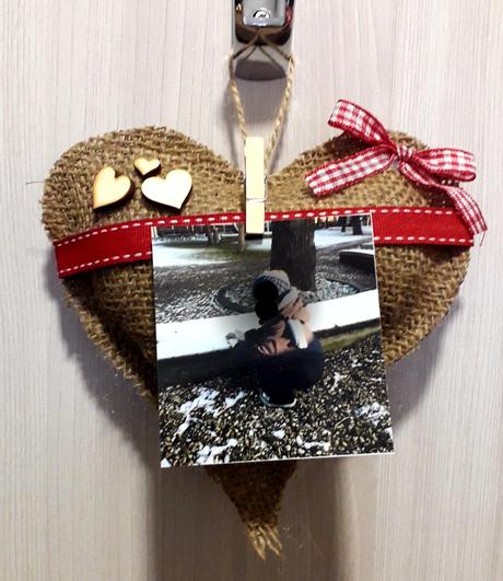 Jutové srdce na fotografiu,