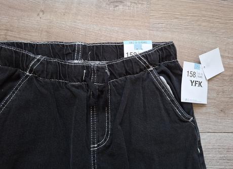 Nové chlapčenské voľné/baggy čierne rifle 158, kik,158