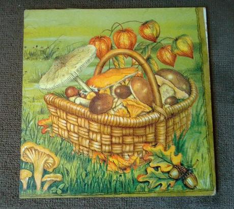 Obrázok košík plný hríbov, 