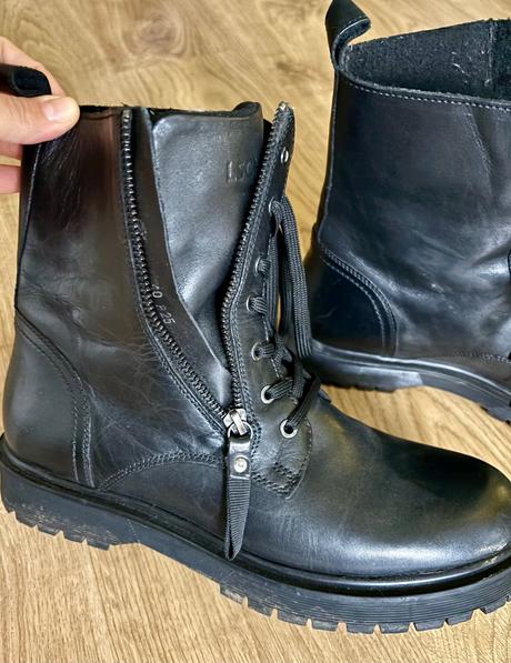 Kozene zateplene snurovacie cizmy so zipsom, 40