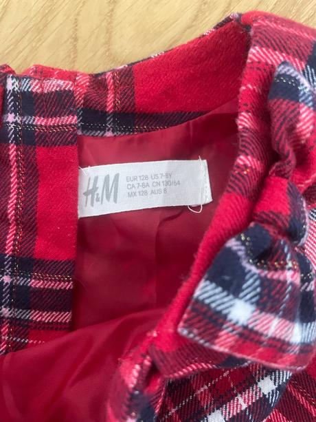 Cervene kockovane saty, h&m,128