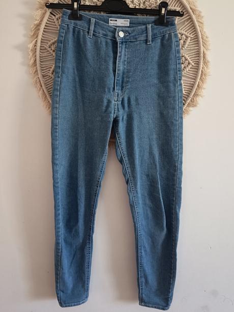 Elastické džínsy s vysokým pásom bershka, bershka,s