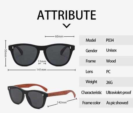 Slnečné okuliare s dreveným rámom,