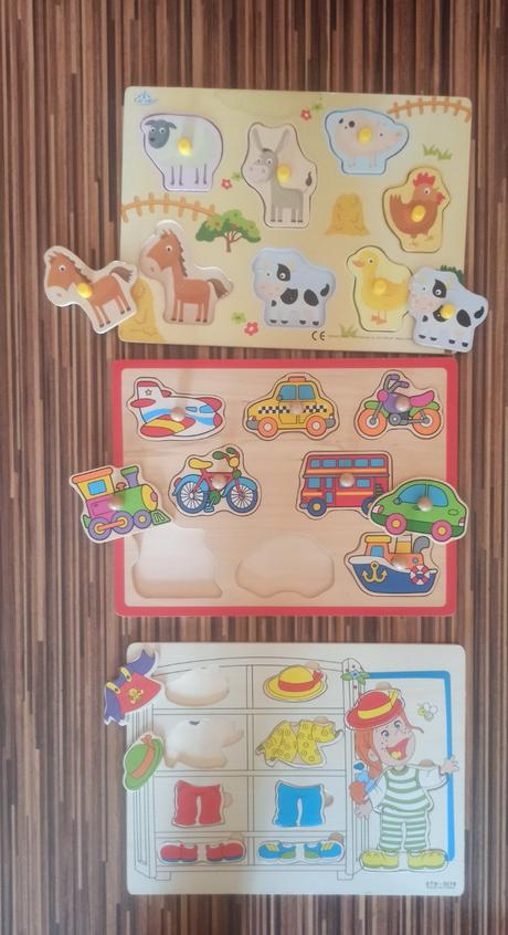 Rozne drevene vkladacky pre najmensich,