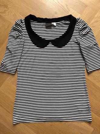 Rainbow čiernobiele tričko s golierikom, s