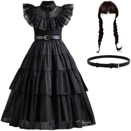 Plesové šaty podľa filmu wednesday addams 7/8 roko,