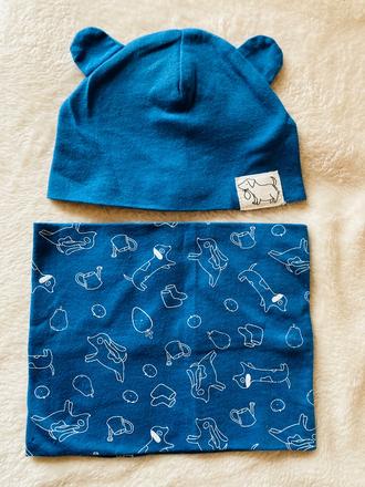 Set čiapka + nákrčník, fox & bunny,62