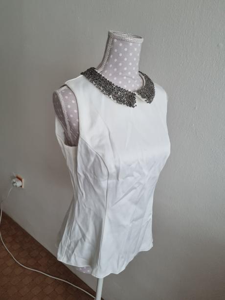 Biela blúzka s korálkami na golieri orsay veľ. 38, orsay,38