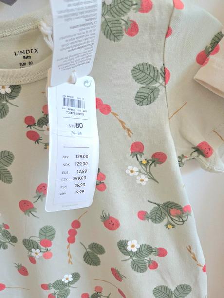 Lindex 86 a 80 jahody body zelene a kremove, lindex,86