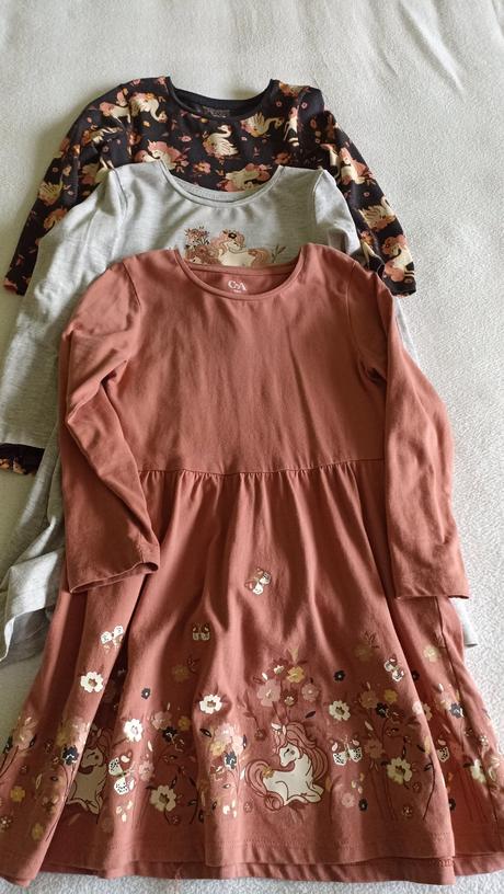 3x šaty s dlhým rukávom c&a veľ.116, c&a,116