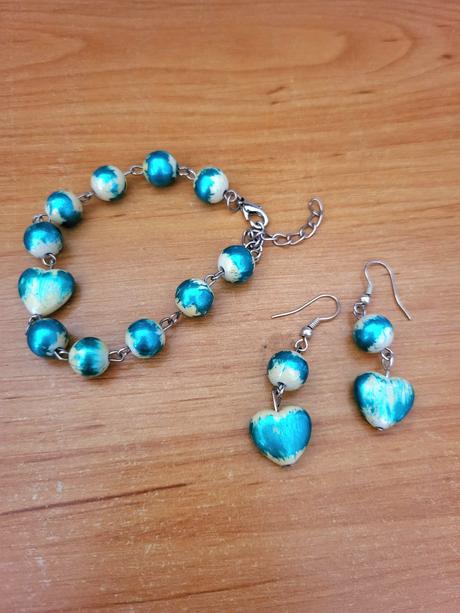 Súprava, náramok a náušnice srdiečka, 