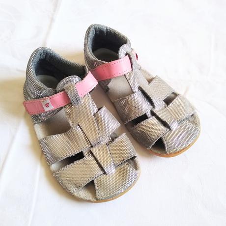 Kožené sandálky barefoot ef 28 strieborná, 28