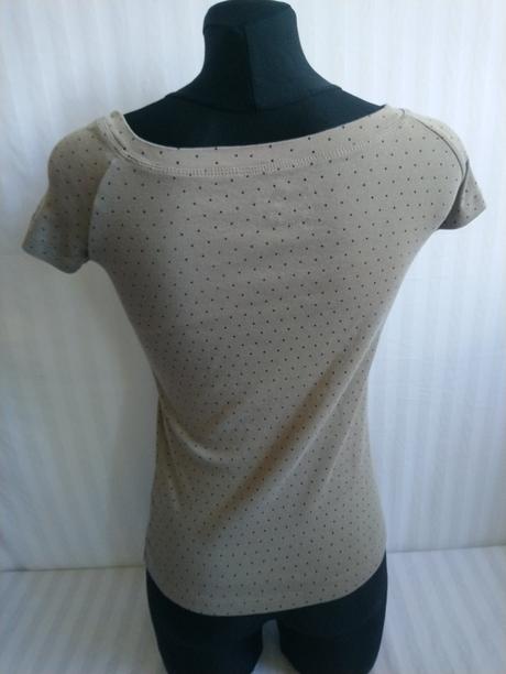 Dámsky hnedý top s bodkami, basic, s