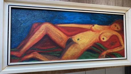 Starý obraz akt 31x 65 cm, 