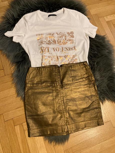 Sukňa zara - kovová zlatá - perfektne sedí, zara,s