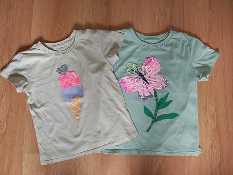 2x tričko s meniacim obrázkom 122-128, h&m,122