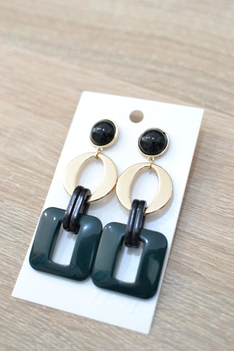 Tmavozelené náušnice, h&m