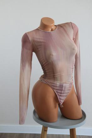 Ružovo béžový body top, zara, s, zara,s