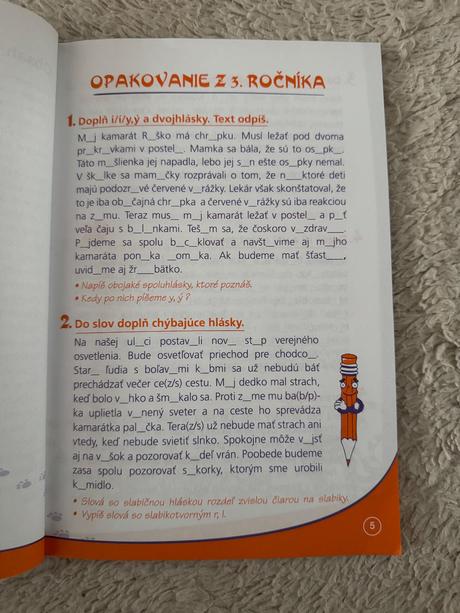 Domáce precvičovanie - slovenčina 4. trieda,