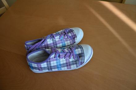 Plátenky fialové káro - v.35, protetika,35