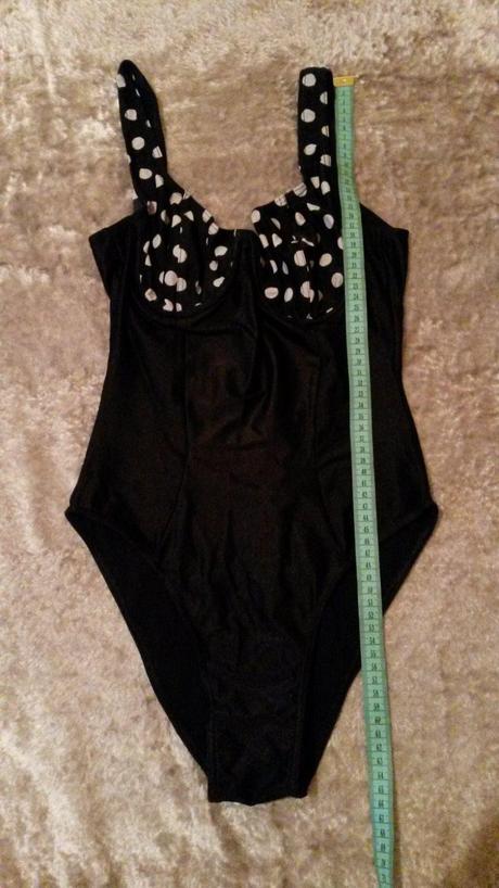 Cierne jednodielne plavky - biele bodky, s