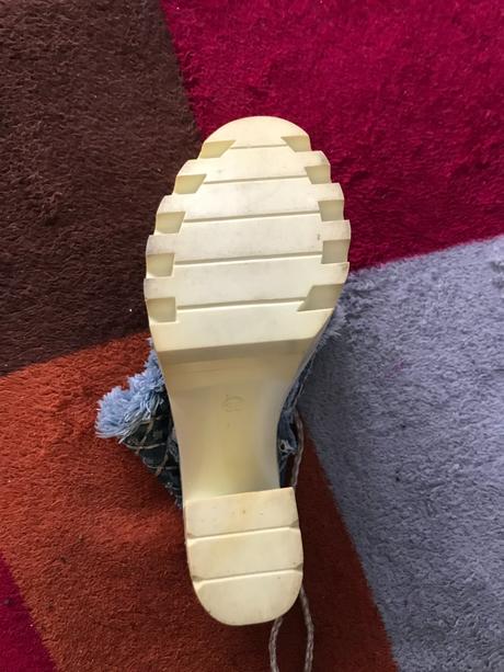 Topanky riflové, stylove - výška opätku 14 cm, 38