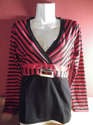 Červeno-čierny top s čipkou + 1 grátis, m