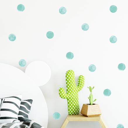 Nálepky na stenu - bodky - 5,5 cm - modré- 12 kus, 