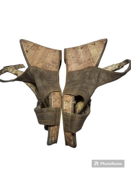 Dámske ľanové sandálky na platforme, 37