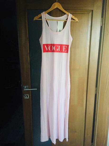 Ruzove maxi saty vogue, s