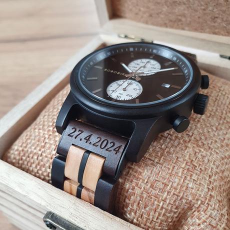 Drevené hodinky royal black,