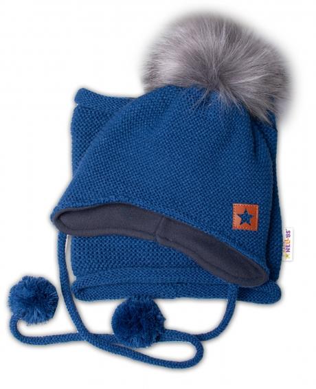 Zimná čiapka s fleecom a chlupáčková. bambuľka sta, 68 / 74 / 80 / 86