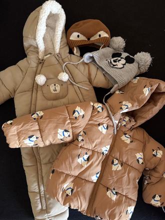 Zimný overal + zimná bunda, 86