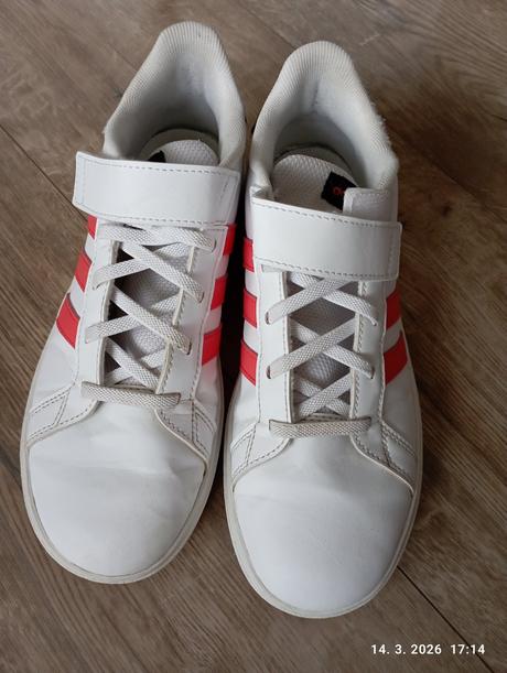 Tenisky biele + modré (už s poštovným), adidas,37