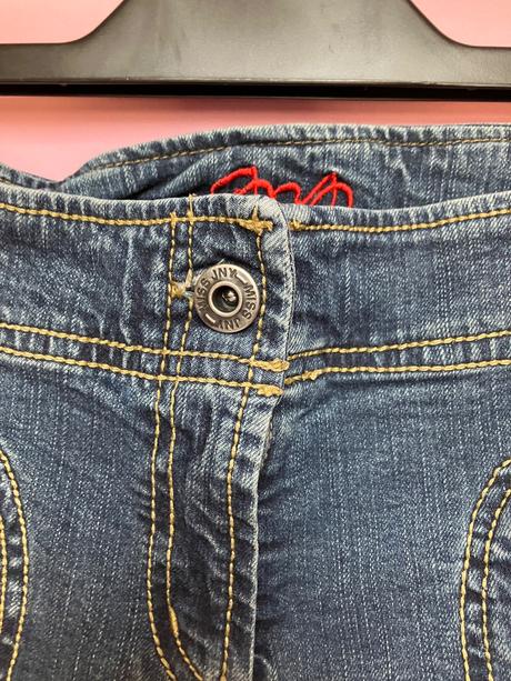 Dámske zvonové upcycled ručne vyšívané rifle, 38 / m