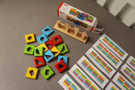 Goki drevená skladačka - triedenie farieb a tvarov,