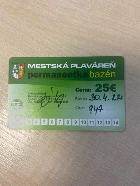 Permanentka - plaváreň Čadca