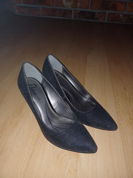 Čierne lodičky s trblietkami, baťa,37