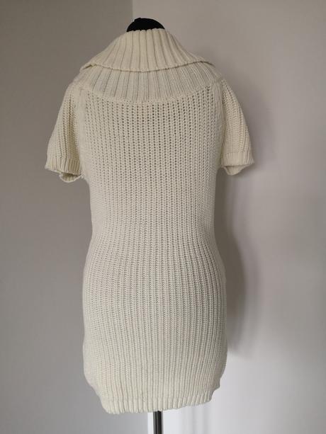 Biele pletené šaty/predĺžený pulóver luxero, s