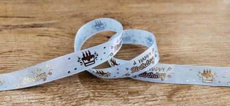 Ozdobná stuha 25 mm - happy birthday - ružová,modr,